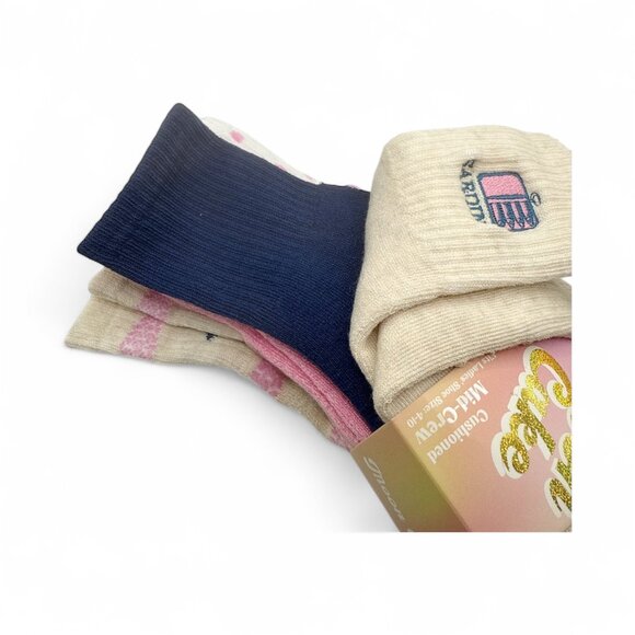 NEW Moon Cake - Women's Sardines Cushioned Mid-Crew Socks - 5 Pair, Sizes 4-10 - Picture 3 of 5